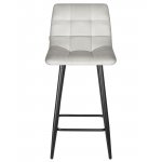 Набор 2 шт Стул полубарный DOBRIN OLIVIA, черные матовые ножки, светло-серый велюр (108-52)