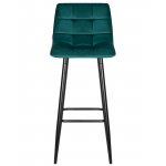 Стул барный DOBRIN NICOLE, черные матовые ножки, морской волны велюр (108-119)