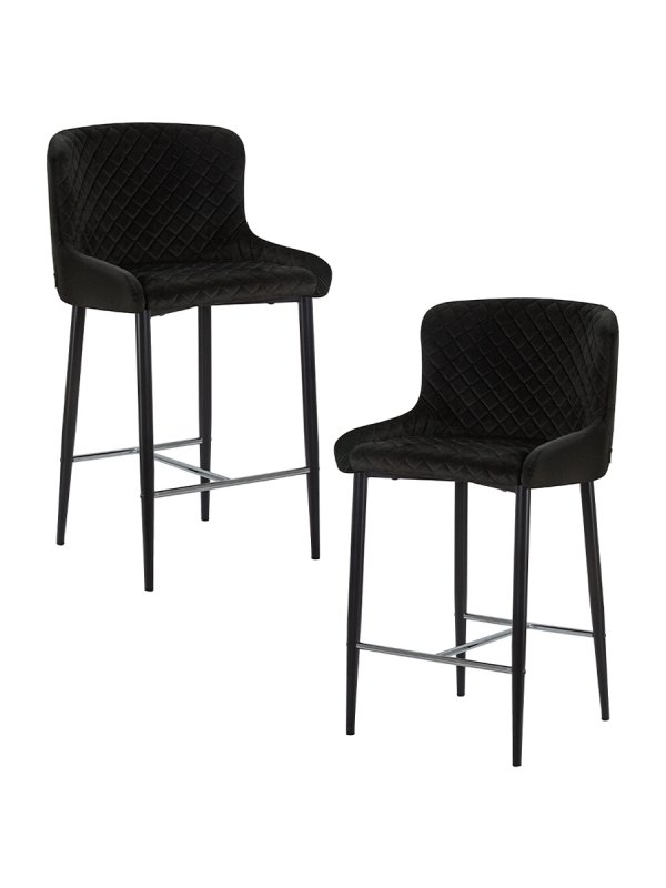 Набор 2 шт Стул полубарный DOBRIN CHRISTIAN'65, черные ножки, черный велюр (V108-77)