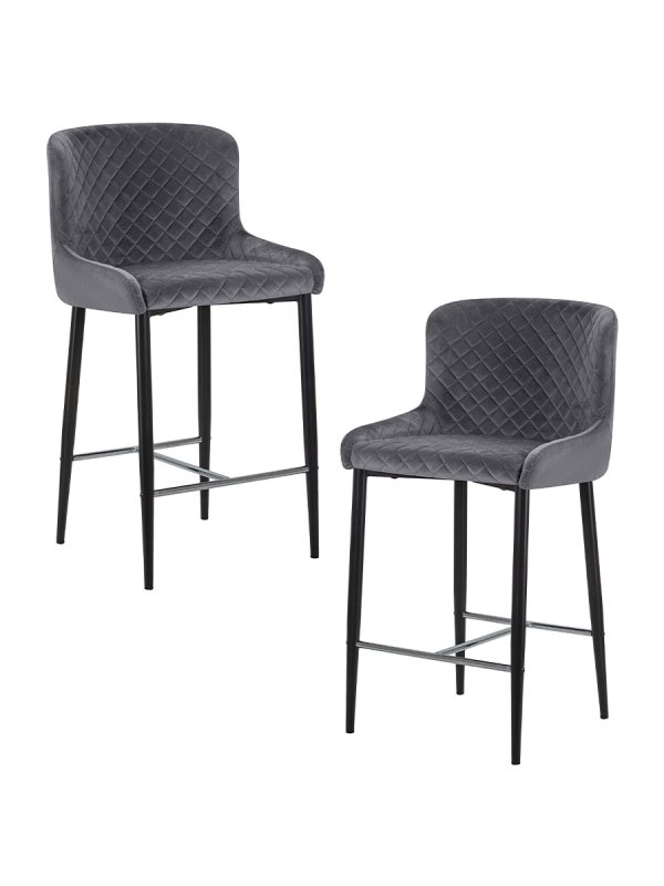 Набор 2 шт Стул полубарный DOBRIN CHRISTIAN'65, черные ножки, темно-серый велюр (V108-91)