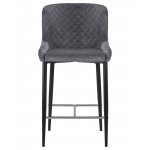 Набор 2 шт Стул полубарный DOBRIN CHRISTIAN'65, черные ножки, темно-серый велюр (V108-91)