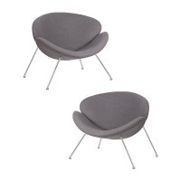 Набор 2 шт Кресло дизайнерское DOBRIN EMILY, серая ткань AF7, хромированная сталь