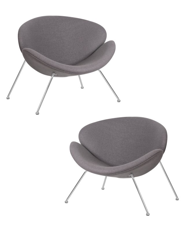 Набор 2 шт Кресло дизайнерское DOBRIN EMILY, серая ткань AF7, хромированная сталь