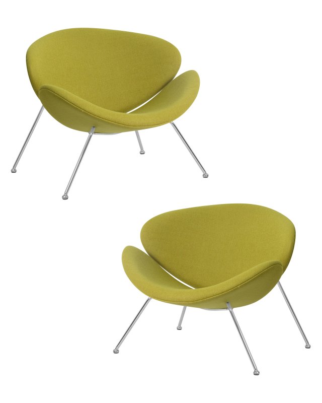 Набор 2 шт Кресло дизайнерское DOBRIN EMILY, светло-зеленая ткань AF3, хромированная сталь