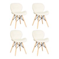 Набор 4 шт Стул обеденный DOBRIN BUTTERFLY, ножки светлый бук, цвет сиденья кремовый