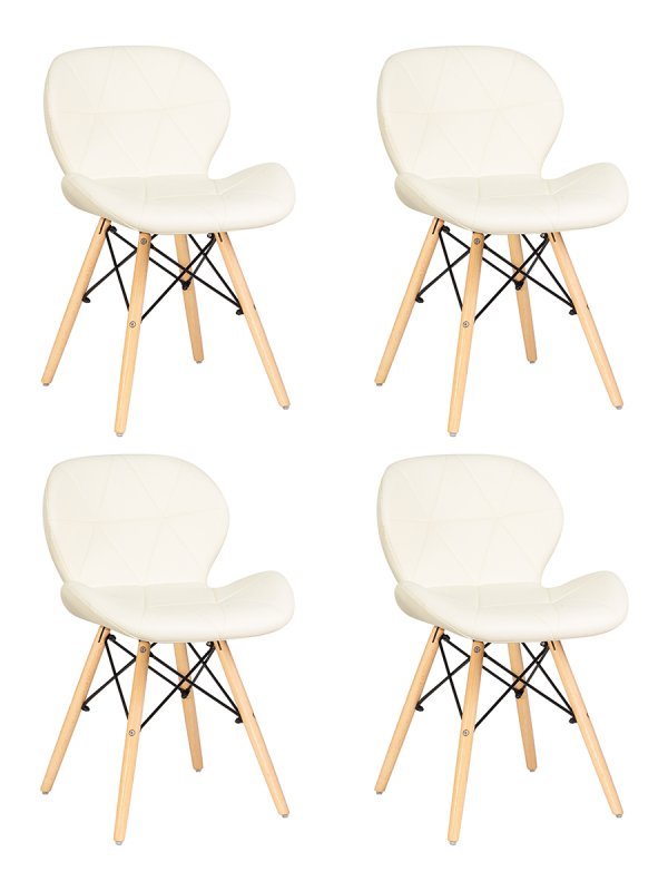 Набор 4 шт Стул обеденный DOBRIN BUTTERFLY, ножки светлый бук, цвет сиденья кремовый