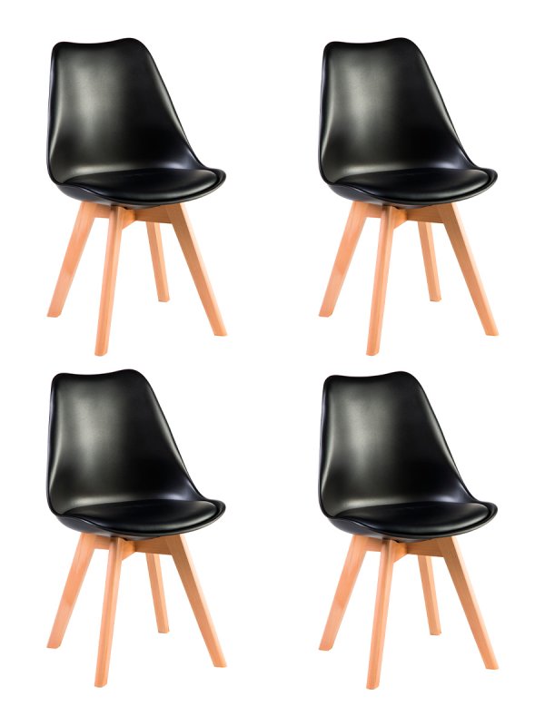 Набор 4 шт Стул обеденный DOBRIN JERRY SOFT, ножки светлый бук, цвет сиденья чёрный (B-03)