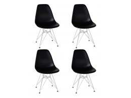 Набор 4 шт Стул обеденный DOBRIN DSR, ножки хром, цвет чёрный (B-03) Набор 4 шт Стул обеденный DOBRIN DSR, ножки хром, цвет чёрный (B-03)