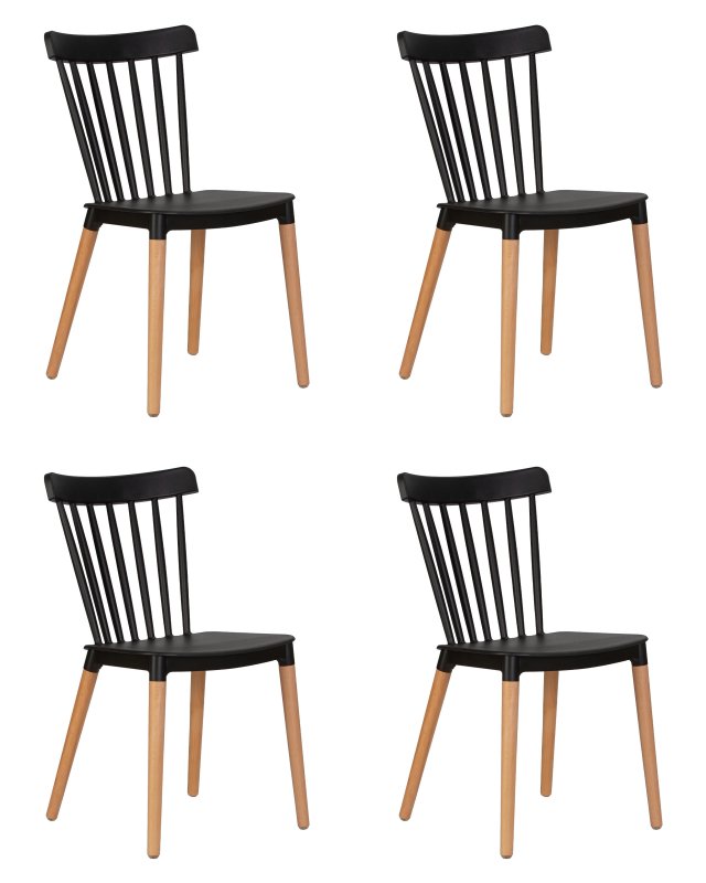 Набор 4 шт Стул обеденный DOBRIN THEO, ножки светлый бук, цвет черный (B-03)