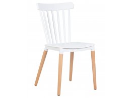 Стул обеденный DOBRIN THEO, ножки светлый бук, цвет белый (W-02)