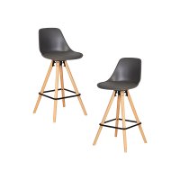 Набор 2 шт Стул полубарный DOBRIN RONNI, ножки светлый бук, тёмно-серый (GR-04)