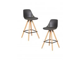 Набор 2 шт Стул полубарный DOBRIN RONNI, ножки светлый бук, тёмно-серый (GR-04)