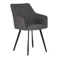 Стул обеденный DOBRIN ROBY, ЭМАЛЬ ЧЕРНЫЙ МУАР велюр Catania Silver