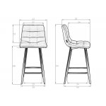 Набор 2 шт Стул полубарный DOBRIN OLIVIA, черные матовые ножки, серая антрацитовая винтажная экокожа (RU-08)