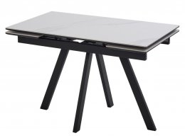 Стол НЕО-2 120 MATTE БЕЛЫЙ МРАМОР, керамика / Черный каркас, М-City
