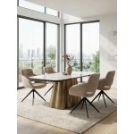 Стул АРНЭ (ARNE) 360 град, цвет БЕЖЕВЫЙ EYELASH -120, фактурный шенилл / ЧЕРНЫЙ каркас, ®DISAUR