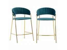 Комплект из 2-х стульев полубарных Turin бирюзовый с золотыми ножками