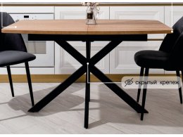 Стол АРИЗОНА 130 БЕЛЫЙ МРАМОР АКТИВНЫЙ , керамика / Черный каркас, М-City