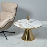 Кофейный столик Atlant диам.80см x 45см, золотой, металл, керамика Кофейный столик Atlant диам.80см x 45см, золотой, металл, керамика
