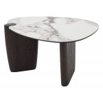 Стол кофейный DAG FENDI WHITE керамика на стекле/массив/ МДФ, облицованный дубовым шпоном ®DISAUR