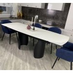 Стол ОЛЬХОН 180 БЕЛЫЙ МРАМОР МАТОВЫЙ , керамика / Черный каркас, М-City