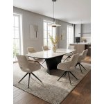 Стул АРНЭ (ARNE) 360 град, цвет БЕЖЕВЫЙ EYELASH -120, фактурный шенилл / ЧЕРНЫЙ каркас, ®DISAUR