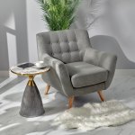 Кофейный столик Secret диам.40см x 54см, серый мрамор, металл, керамика