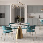 Комплект из 2-х стульев полубарных Turin бирюзовый с золотыми ножками