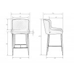 Набор 2 шт Стул полубарный DOBRIN CHRISTIAN'65, черные ножки, черный велюр (V108-77)