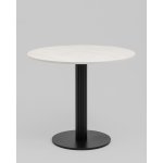 Стол круглый Фризбин D90, столешница МДФ ледяной камень, основание металл черный