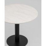 Стол круглый Фризбин D90, столешница МДФ ледяной камень, основание металл черный