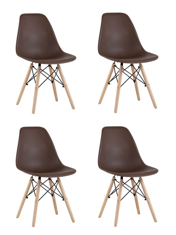 Стул Eames Style DSW коричневый x4 (разборный каркас)