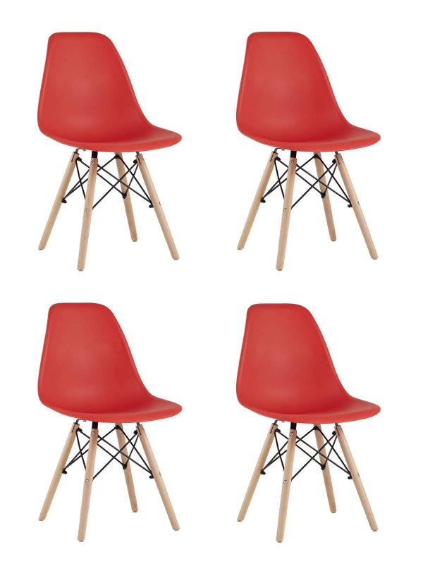 Стул Eames Style DSW красный x4 (разборный каркас) Стул Eames Style DSW красный x4 (разборный каркас)