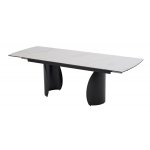 Стол ОЛЬХОН 180 БЕЛЫЙ МРАМОР МАТОВЫЙ , керамика / Черный каркас, М-City