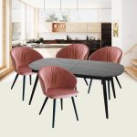 Стол Marble овальный раскладной 160-200х90х78см, чёрный мрамор Стол Marble овальный раскладной 160-200х90х78см, чёрный мрамор