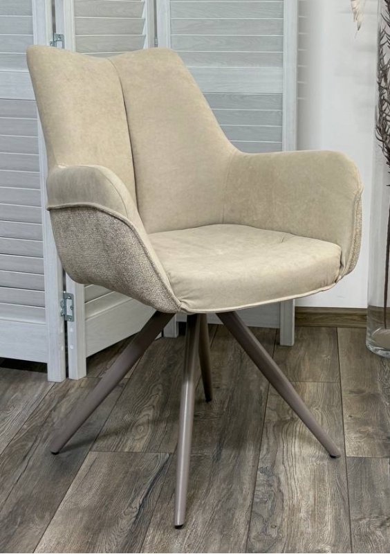 Стул МАРК 360 град., цвет B-03/LOTOS-03 бежевый, велюр / латте каркас М-City