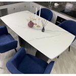 Стол ОЛЬХОН 180 БЕЛЫЙ МРАМОР МАТОВЫЙ , керамика / Черный каркас, М-City