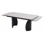 Стол ОЛЬХОН 180 БЕЛЫЙ МРАМОР МАТОВЫЙ , керамика / Черный каркас, М-City
