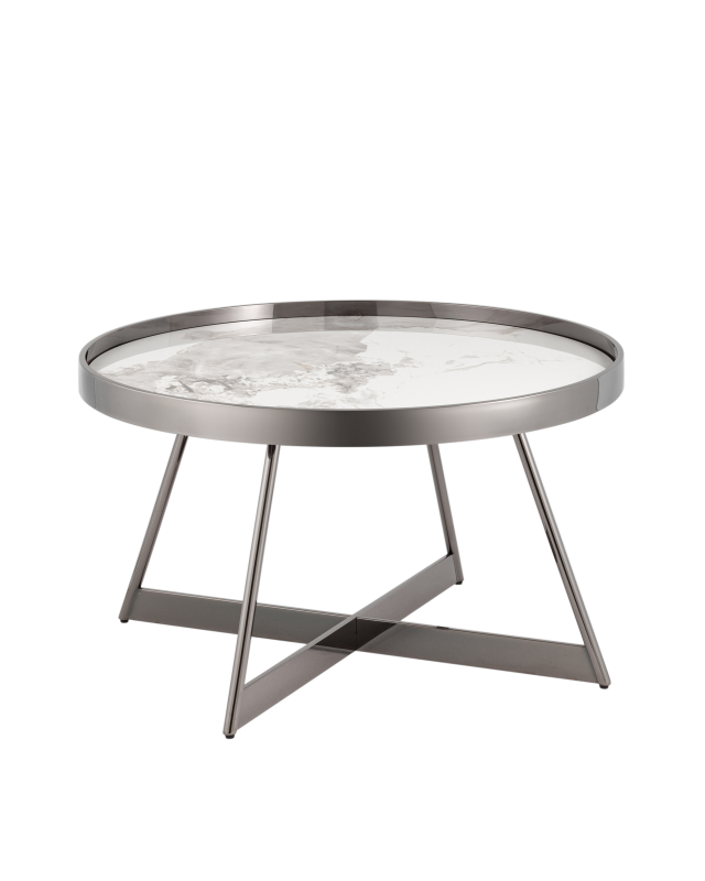 Журнальный столик Гера 80*80 см сталь тёмный хром