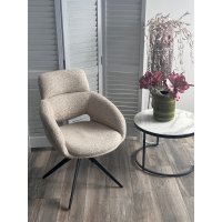 Стул АРНЭ (ARNE) 360 град, цвет БЕЖЕВЫЙ EYELASH -120, фактурный шенилл / ЧЕРНЫЙ каркас, ®DISAUR