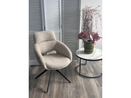 Стул АРНЭ (ARNE) 360 град, цвет БЕЖЕВЫЙ EYELASH -120, фактурный шенилл / ЧЕРНЫЙ каркас, ®DISAUR