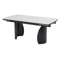 Стол ОЛЬХОН 180 БЕЛЫЙ МРАМОР МАТОВЫЙ , керамика / Черный каркас, М-City