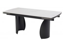 Стол ОЛЬХОН 180 БЕЛЫЙ МРАМОР МАТОВЫЙ , керамика / Черный каркас, М-City
