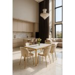 Стол обеденный Камео DT-3001, 140х80х76 см, белый мрамор (Статуарио)