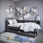 Кровать Ксения с ящиками и головным. блоком ( графит ) 900х2000