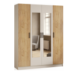Шкаф комбинированный Ларс (1,6) с зеркалом белый/дуб крафт золотой