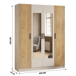 Шкаф комбинированный Ларс (1,6) с зеркалом белый/дуб крафт золотой