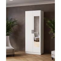 Шкаф комбинированный Ларс (0,8) с зеркалом белый