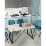 Стол обеденный Vermont 140*80 см керамика светлая ножки черные