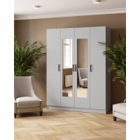 Шкаф комбинированный Ларс (1,6) с зеркалом камень серый